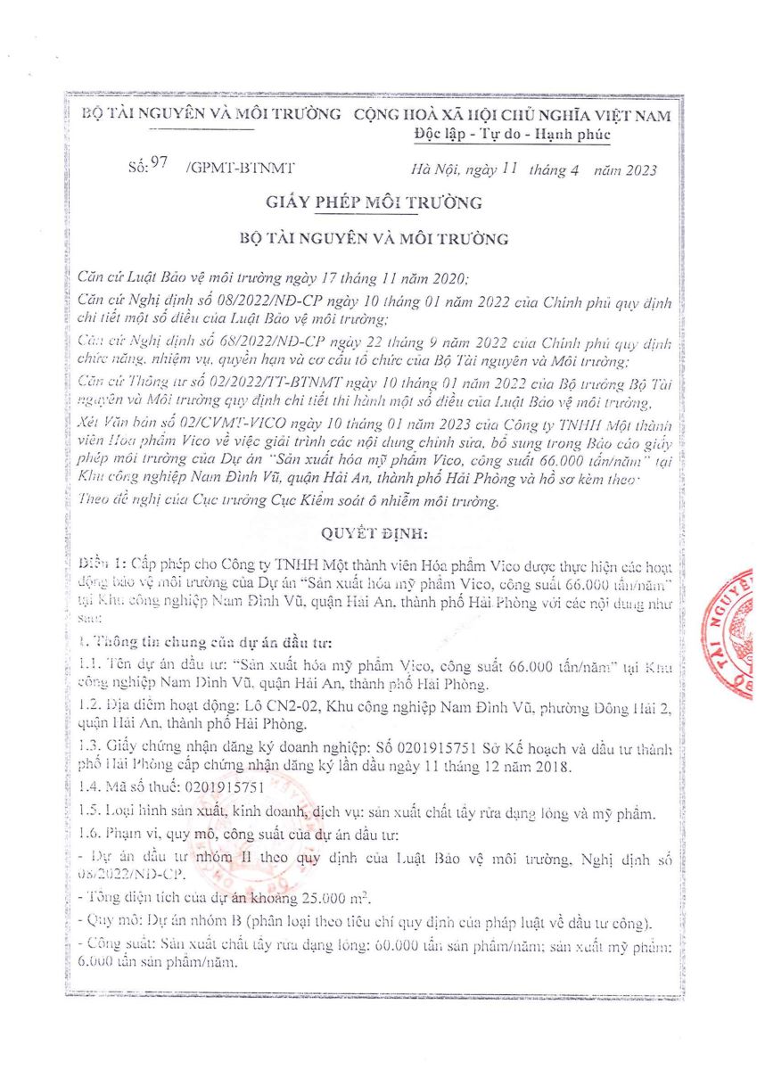 giấy phép môi trường