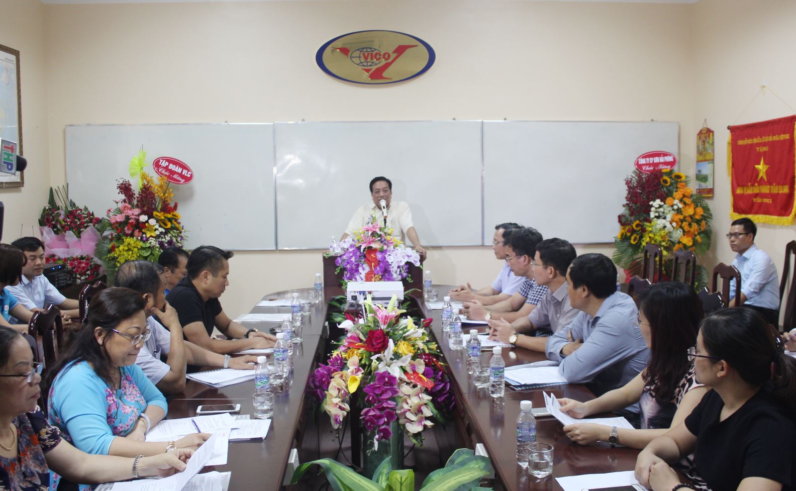 Lễ treo biển nhà máy mỹ phẩm và chất tẩy rửa dạng lỏng công suất 20.000 tấn/ năm của công ty VICO Le treo bien nha may my pham va chat tay rua dang long cong suat 20.000 tan/nam cua cong ty VICO