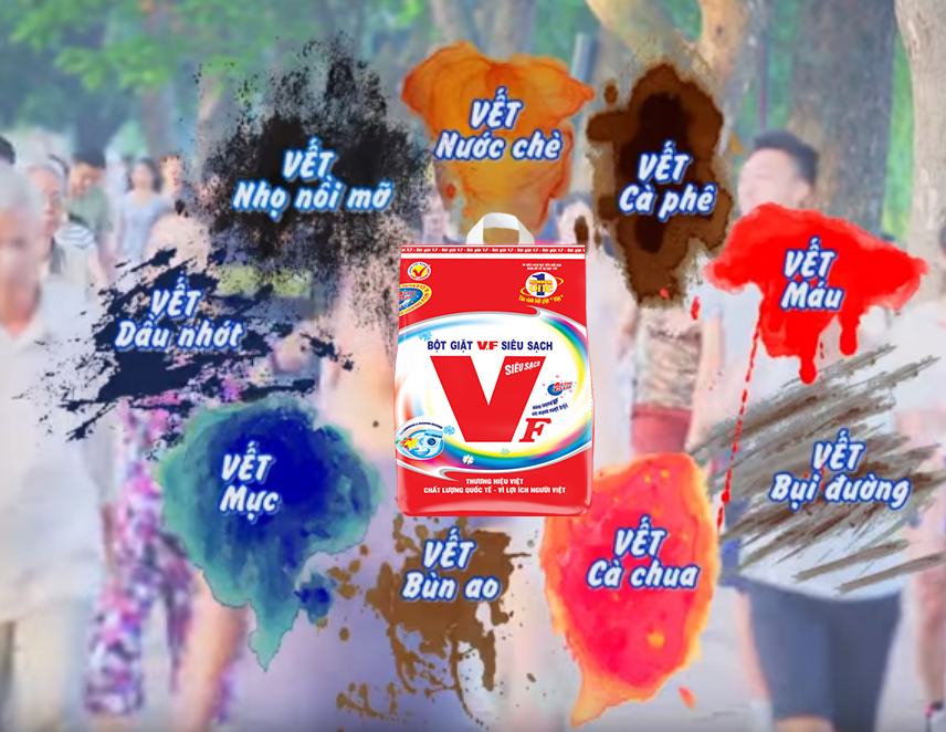 Bột giặt VF loại bỏ 9 vết bẩn cứng đầu Bot giat VF loại bo 9 vet ban cung dau