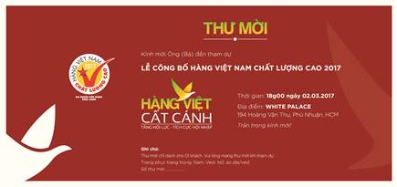 Thư mời tham dự Lễ công bố Hàng Việt Nam Chất lượng cao 2017 Thu moi tham du Le cong bo Hang Viet Nam Chat luong cao 2017