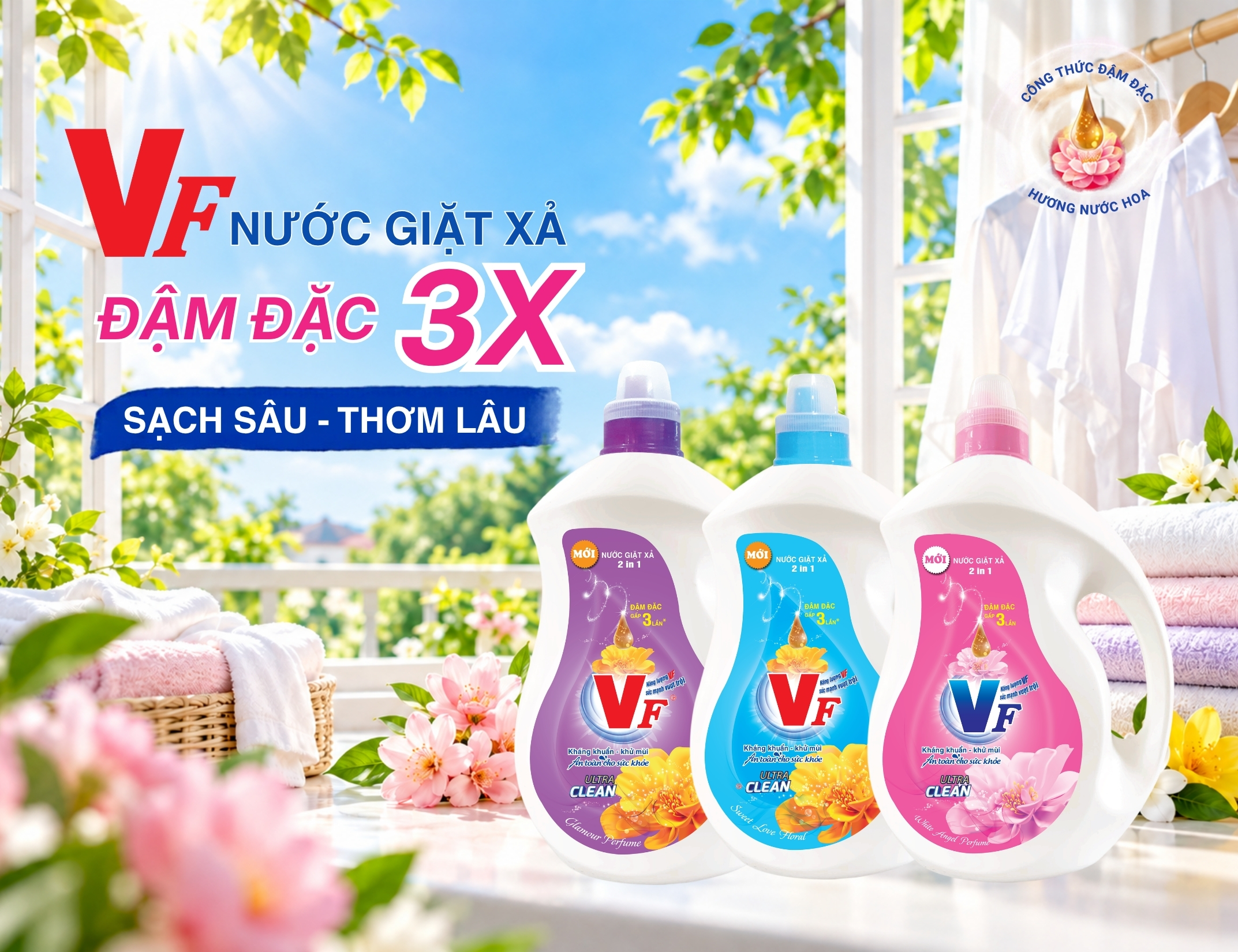 Nước Giặt Xả VF 2in1 Đậm Đặc 3X – Giải Pháp Giặt Giũ Hiệu Quả Cho Mọi Gia Đình